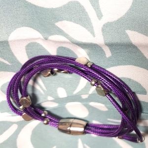 Purple Beaded Magnetic Bracelet